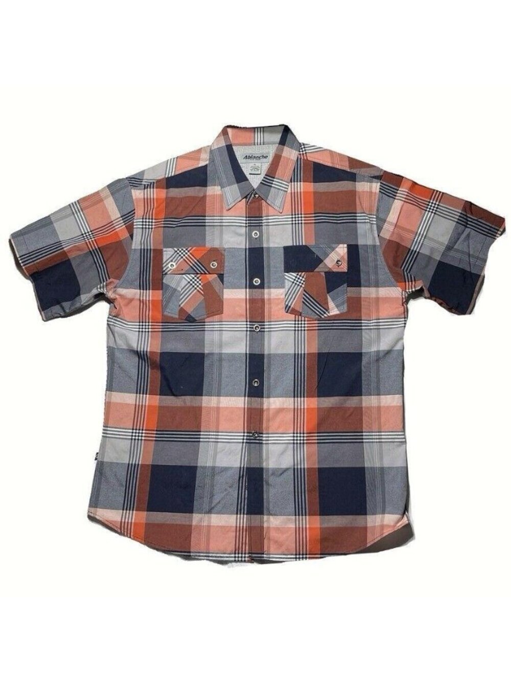 Ablanche Mens XL Plaid Short Sleeve Shirt